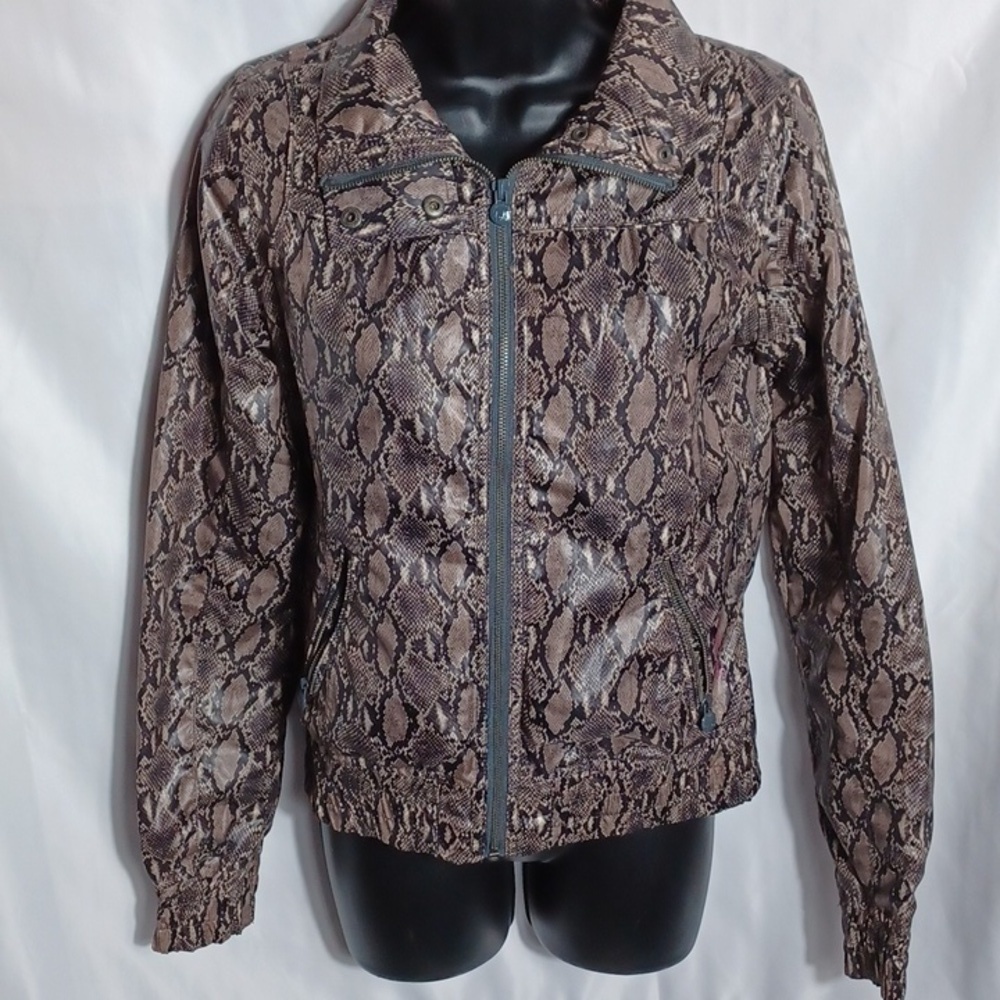 Bershka snake print faux leather bomber jacket